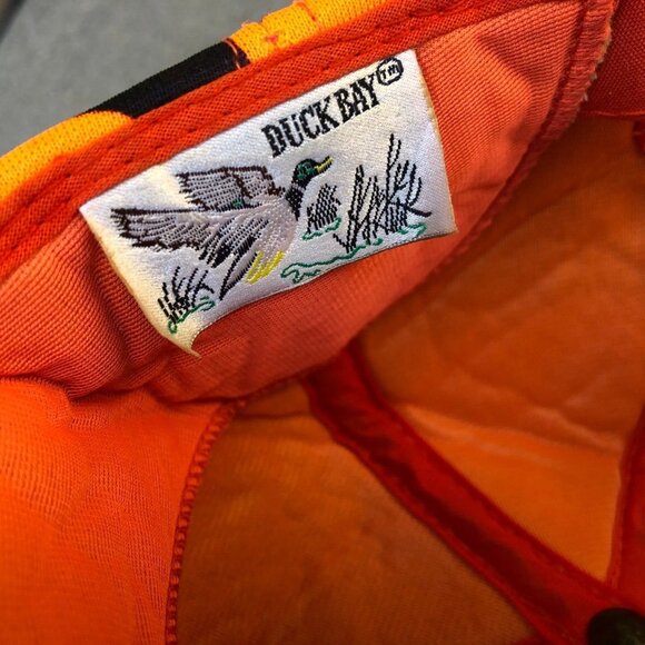 Vintage 90s DUCK BAY Camouflage Hunting Hat Men's Orange Baseball Cap One Size - Picture 7 of 7